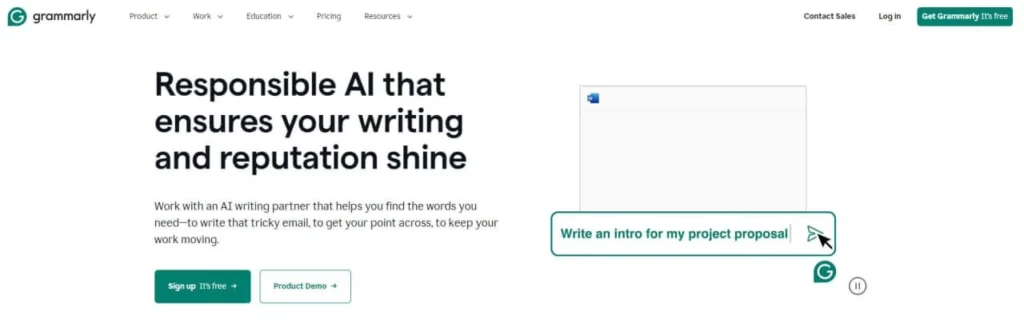 Grammarly Call To Action For High Converting Homepage